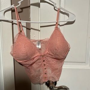 Pink lace crop top